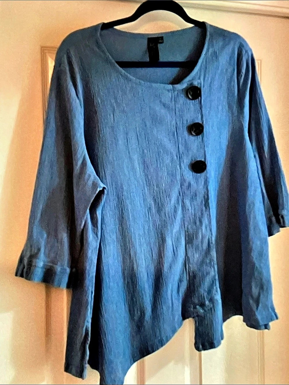 Focus Casual Life Blue Linen Tunic Size XL Like New